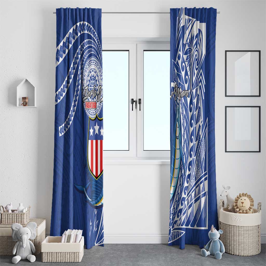 American Samoa Flag Day Window Curtain Fautasi Race Fagatogo-Iseula O Le Moana Sailfish Tribal Style LT03 - Polynesian Pride