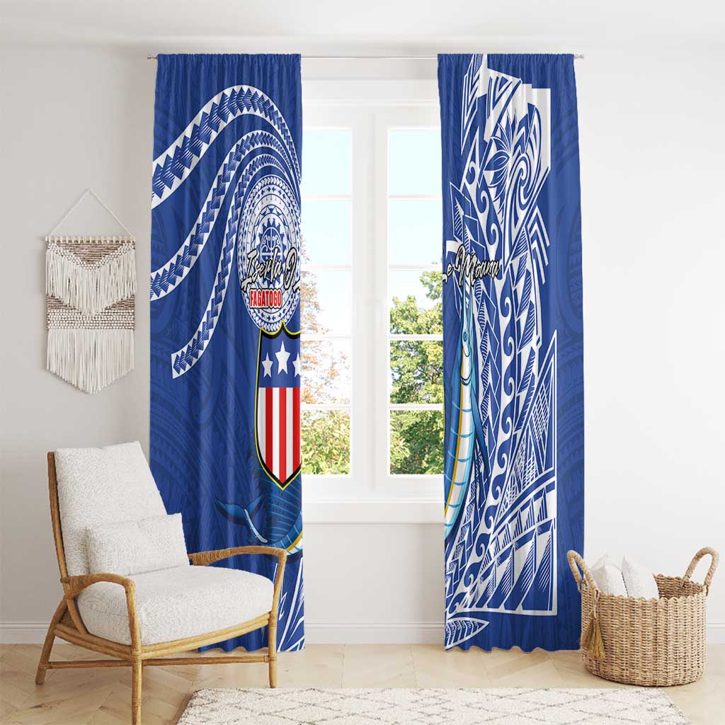 American Samoa Flag Day Window Curtain Fautasi Race Fagatogo-Iseula O Le Moana Sailfish Tribal Style LT03 - Polynesian Pride