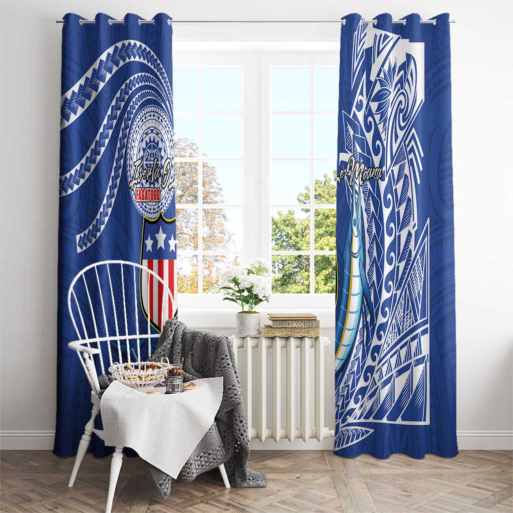 American Samoa Flag Day Window Curtain Fautasi Race Fagatogo-Iseula O Le Moana Sailfish Tribal Style LT03 - Polynesian Pride