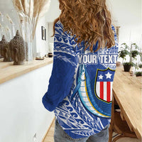 Personalised American Samoa Flag Day Women Casual Shirt Fautasi Race Fagatogo-Iseula O Le Moana Sailfish Tribal Style LT03 - Polynesian Pride