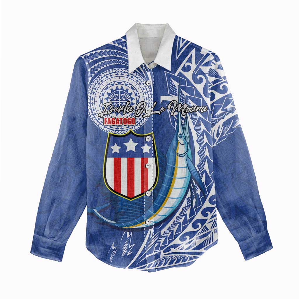 Personalised American Samoa Flag Day Women Casual Shirt Fautasi Race Fagatogo-Iseula O Le Moana Sailfish Tribal Style LT03 - Polynesian Pride