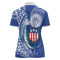 Personalised American Samoa Flag Day Women Polo Shirt Fautasi Race Fagatogo-Iseula O Le Moana Sailfish Tribal Style LT03 - Polynesian Pride