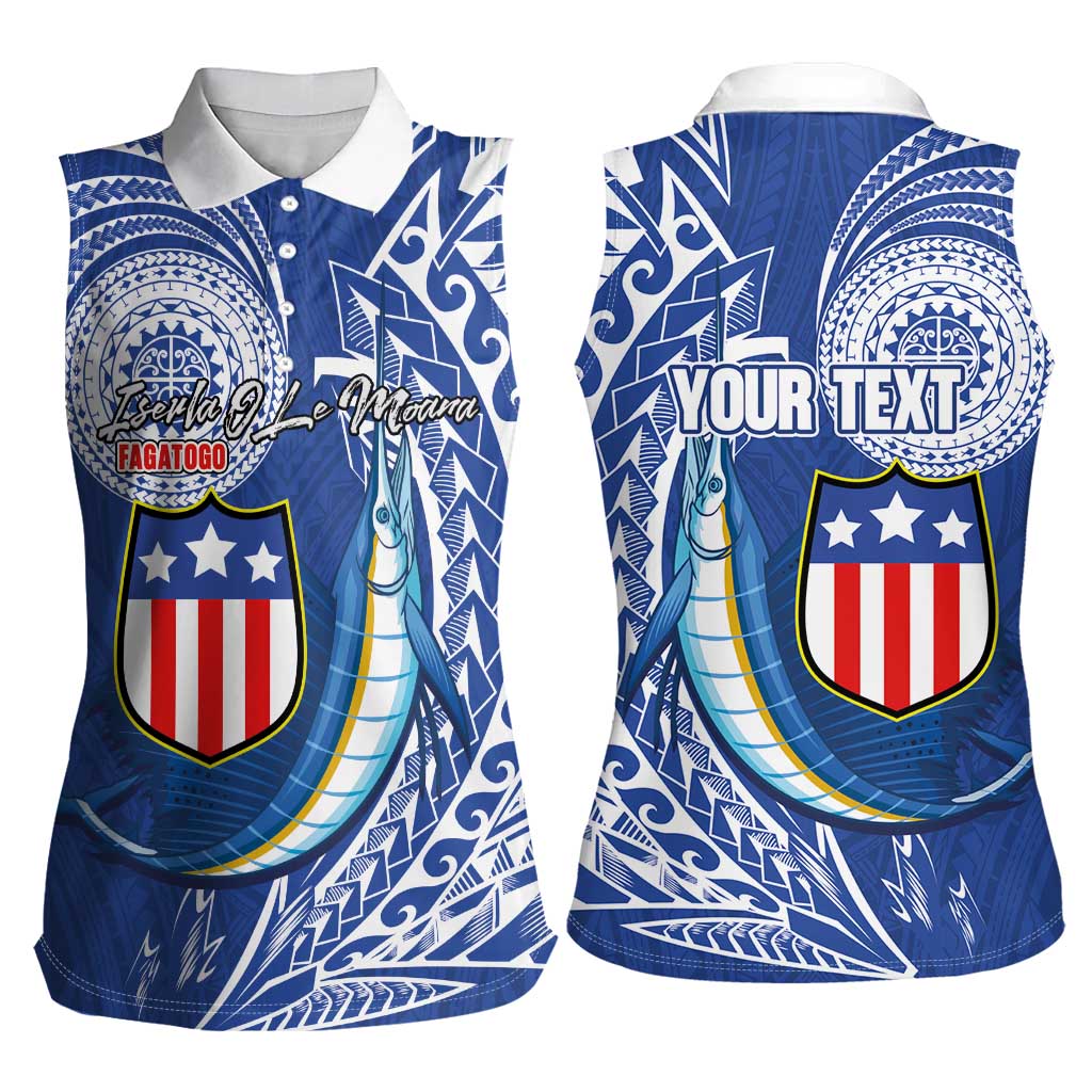 Personalised American Samoa Flag Day Women Sleeveless Polo Shirt Fautasi Race Fagatogo-Iseula O Le Moana Sailfish Tribal Style LT03 - Polynesian Pride