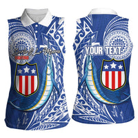 Personalised American Samoa Flag Day Women Sleeveless Polo Shirt Fautasi Race Fagatogo-Iseula O Le Moana Sailfish Tribal Style LT03 - Polynesian Pride