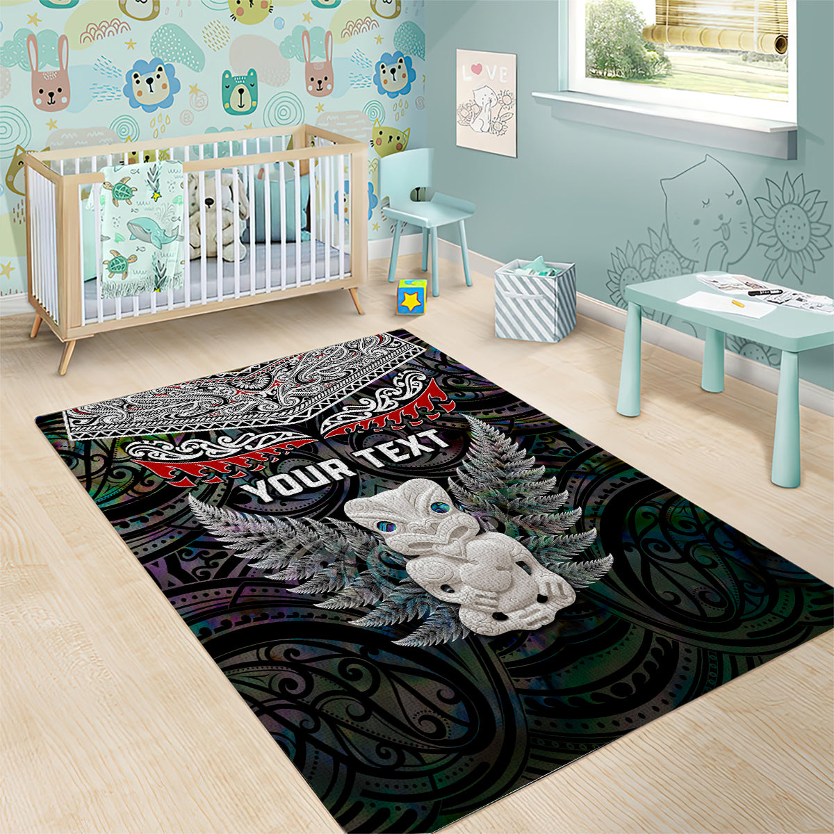 New Zealand Hei Tiki Area Rug Maori Green Papua Shell Pattern LT03 - Polynesian Pride