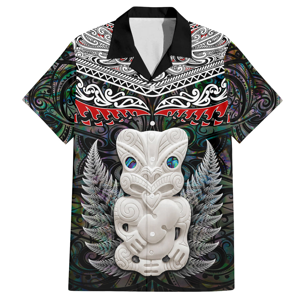 New Zealand Hei Tiki Family Matching Long Sleeve Bodycon Dress and Hawaiian Shirt Maori Green Papua Shell Pattern LT03 Dad's Shirt - Short Sleeve Green - Polynesian Pride