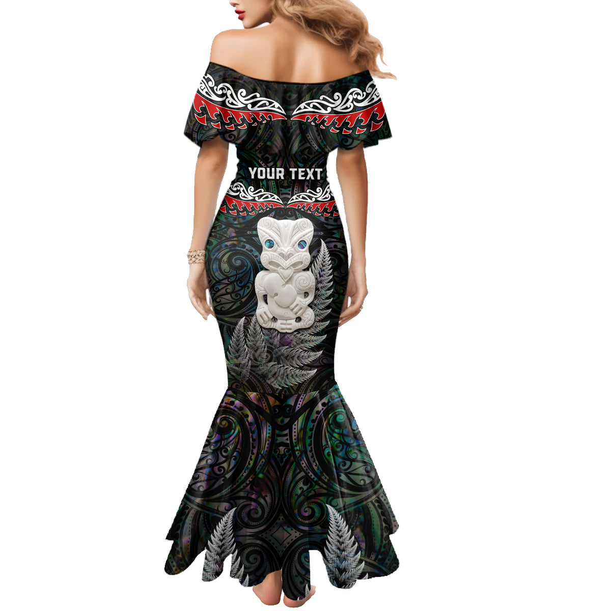 New Zealand Hei Tiki Family Matching Mermaid Dress and Hawaiian Shirt Maori Green Papua Shell Pattern LT03 - Polynesian Pride