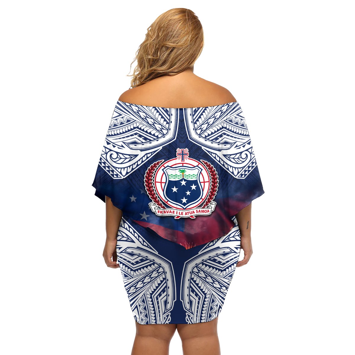 Samoa Indenpendence Day Off Shoulder Short Dress Sky Fireworks with Flag Style LT03 - Polynesian Pride