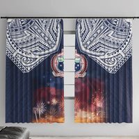 Samoa Indenpendence Day Window Curtain Sky Fireworks with Flag Style LT03 With Hooks Black - Polynesian Pride