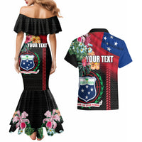 Personalised Samoa Indenpendence Day Couples Matching Mermaid Dress and Hawaiian Shirt Tropical Samoan Coat of Arms With Siapo Pattern LT03 - Polynesian Pride