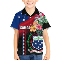 Personalised Samoa Indenpendence Day Family Matching Short Sleeve Bodycon Dress and Hawaiian Shirt Tropical Samoan Coat of Arms With Siapo Pattern LT03 Son's Shirt Black - Polynesian Pride