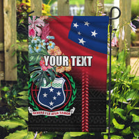 Personalised Samoa Indenpendence Day Garden Flag Tropical Samoan Coat of Arms With Siapo Pattern LT03 Garden Flag Black - Polynesian Pride