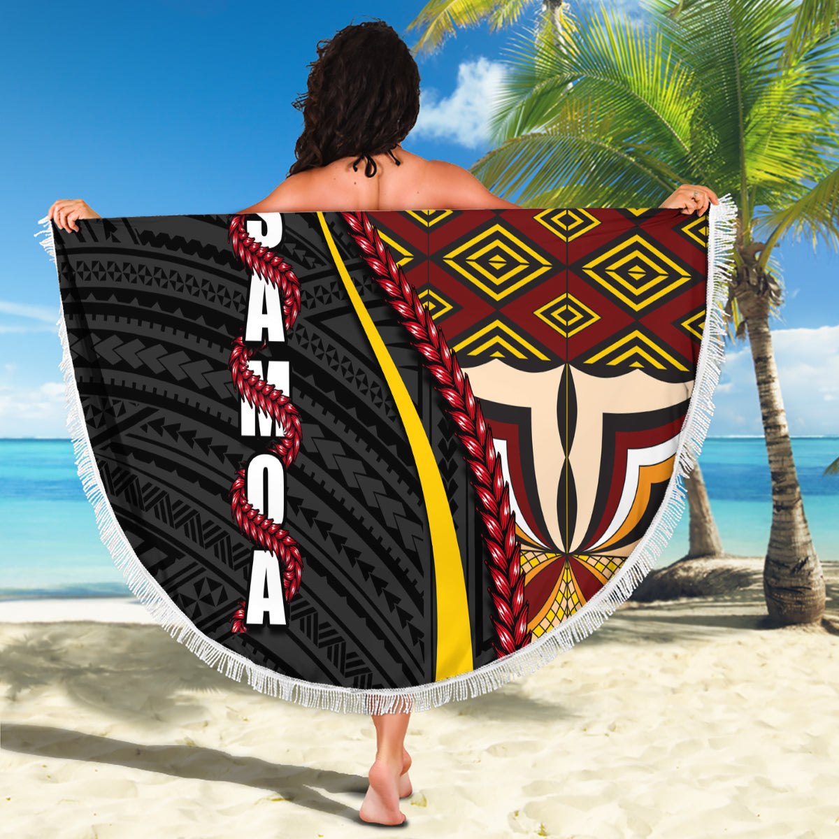 Samoa Siapo Ula Fala Beach Blanket Polynesian Tribal Pattern LT03 - Polynesian Pride