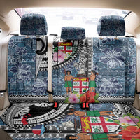 Fiji Day Back Car Seat Cover Traditional Tapa with Hibiscus and Emblems