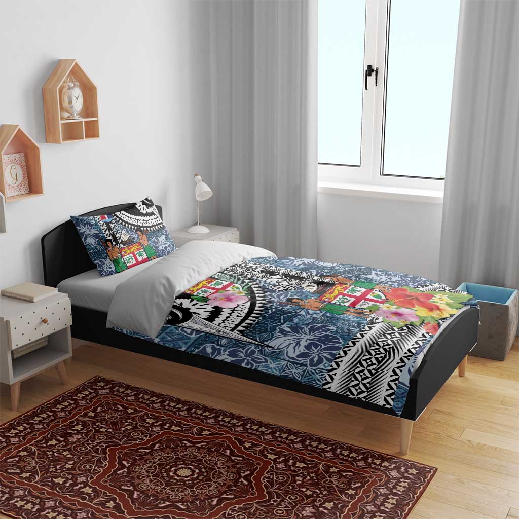 Fiji Day Bedding Set Traditional Tapa with Hibiscus and Emblems