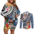 Fiji Day Couples Matching Off Shoulder Short Dress and Long Sleeve Button Shirt Traditional Tapa with Hibiscus and Emblems