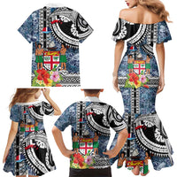 Fiji Day Family Matching Mermaid Dress and Hawaiian Shirt Traditional Tapa with Hibiscus and Emblems LT03 - Polynesian Pride