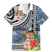 Fiji Day Family Matching Mermaid Dress and Hawaiian Shirt Traditional Tapa with Hibiscus and Emblems LT03 Dad's Shirt - Short Sleeve - Polynesian Pride