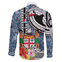 Fiji Day Family Matching Off Shoulder Short Dress and Hawaiian Shirt Traditional Tapa with Hibiscus and Emblems