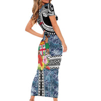 Fiji Day Family Matching Short Sleeve Bodycon Dress and Hawaiian Shirt Traditional Tapa with Hibiscus and Emblems LT03 - Polynesian Pride