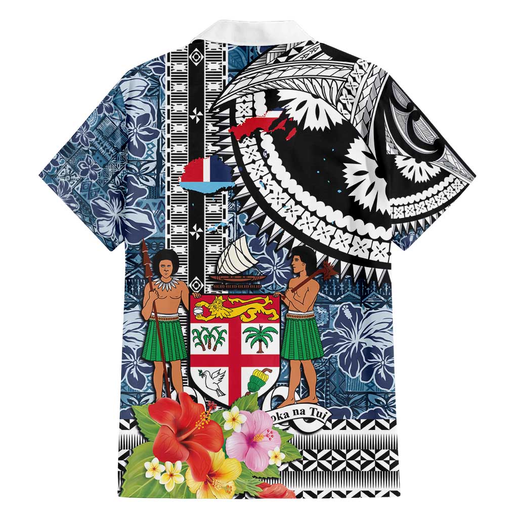 Fiji Day Family Matching Summer Maxi Dress and Hawaiian Shirt Traditional Tapa with Hibiscus and Emblems