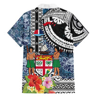 Fiji Day Family Matching Summer Maxi Dress and Hawaiian Shirt Traditional Tapa with Hibiscus and Emblems