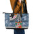 Fiji Day Leather Tote Bag Traditional Tapa with Hibiscus and Emblems
