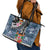 Fiji Day Leather Tote Bag Traditional Tapa with Hibiscus and Emblems