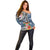 Fiji Day Off Shoulder Sweater Traditional Tapa with Hibiscus and Emblems