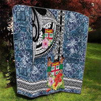 Fiji Day Quilt Traditional Tapa with Hibiscus and Emblems