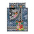 Fiji Day Quilt Bed Set Traditional Tapa with Hibiscus and Emblems