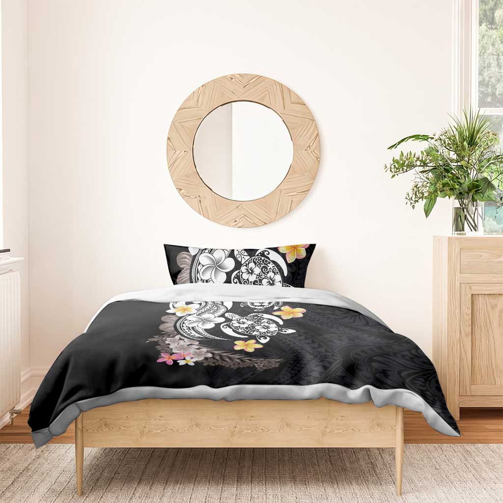 Hawaiian Tropical Plumeria Turtles Bedding Set Polynesian Art Tattoo