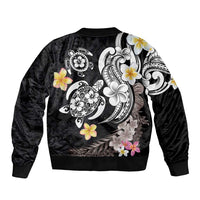 Hawaiian Tropical Plumeria Turtles Bomber Jacket Polynesian Art Tattoo