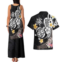 Hawaiian Tropical Plumeria Turtles Couples Matching Tank Maxi Dress and Hawaiian Shirt Polynesian Art Tattoo LT03 - Polynesian Pride