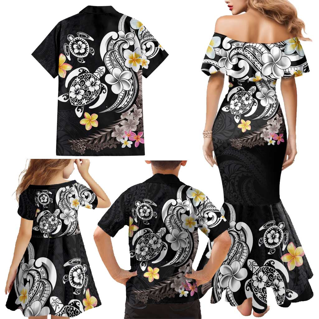 Hawaiian Tropical Plumeria Turtles Family Matching Mermaid Dress and Hawaiian Shirt Polynesian Art Tattoo LT03 - Polynesian Pride