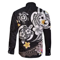 Hawaiian Tropical Plumeria Turtles Family Matching Off The Shoulder Long Sleeve Dress and Hawaiian Shirt Polynesian Art Tattoo LT03 - Polynesian Pride
