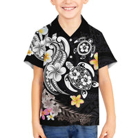 Hawaiian Tropical Plumeria Turtles Family Matching Off The Shoulder Long Sleeve Dress and Hawaiian Shirt Polynesian Art Tattoo LT03 Son's Shirt - Polynesian Pride