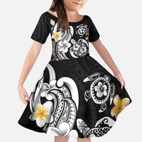 Hawaiian Tropical Plumeria Turtles Family Matching Off Shoulder Maxi Dress and Hawaiian Shirt Polynesian Art Tattoo LT03 Daughter's Dress - Polynesian Pride