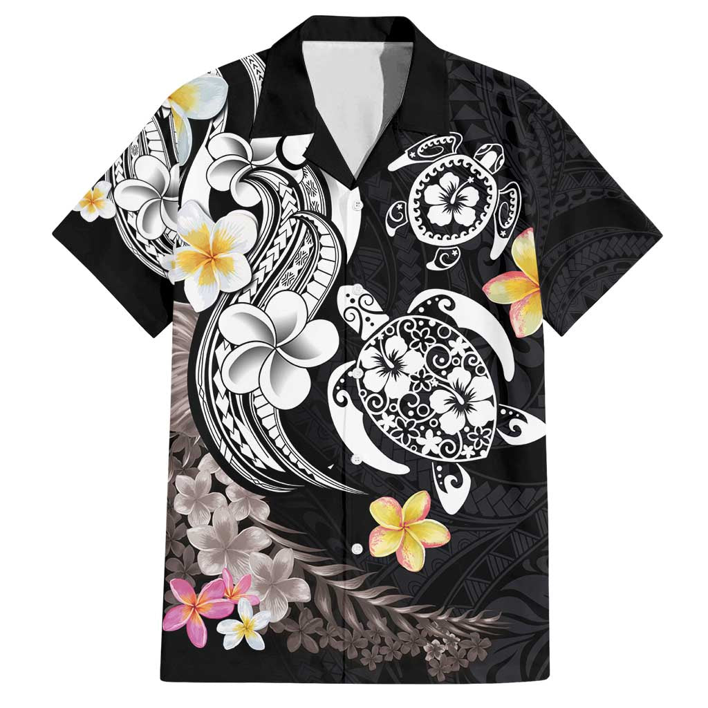 Hawaiian Tropical Plumeria Turtles Family Matching Off Shoulder Maxi Dress and Hawaiian Shirt Polynesian Art Tattoo LT03 Dad's Shirt - Short Sleeve - Polynesian Pride