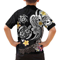Hawaiian Tropical Plumeria Turtles Family Matching Off Shoulder Short Dress and Hawaiian Shirt Polynesian Art Tattoo LT03 - Polynesian Pride