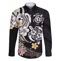 Hawaiian Tropical Plumeria Turtles Family Matching Short Sleeve Bodycon Dress and Hawaiian Shirt Polynesian Art Tattoo LT03 Dad's Shirt - Long Sleeve - Polynesian Pride