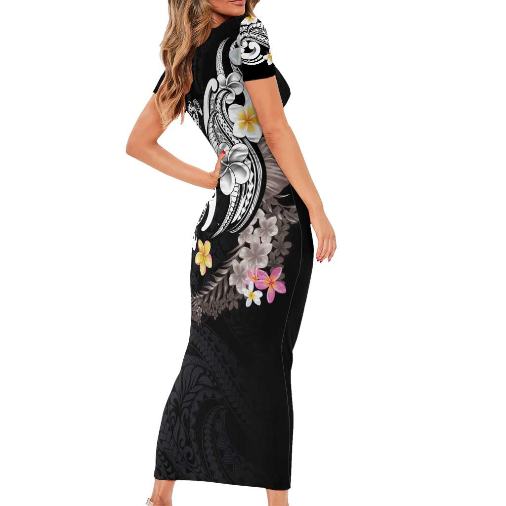 Hawaiian Tropical Plumeria Turtles Family Matching Short Sleeve Bodycon Dress and Hawaiian Shirt Polynesian Art Tattoo LT03 - Polynesian Pride