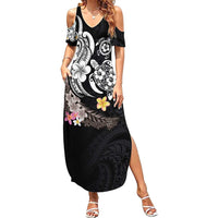 Hawaiian Tropical Plumeria Turtles Family Matching Summer Maxi Dress and Hawaiian Shirt Polynesian Art Tattoo LT03 Mom's Dress - Polynesian Pride
