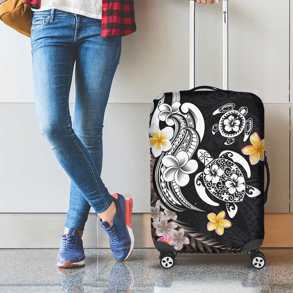 Hawaiian Tropical Plumeria Turtles Luggage Cover Polynesian Art Tattoo