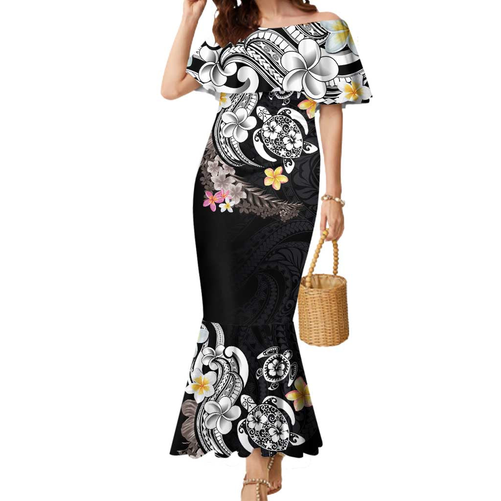 Hawaiian Tropical Plumeria Turtles Mermaid Dress Polynesian Art Tattoo
