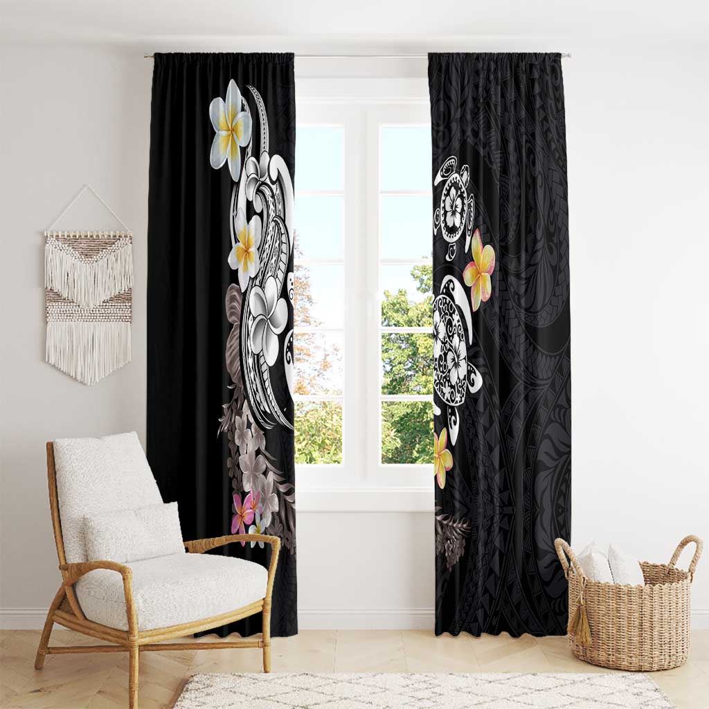 Hawaiian Tropical Plumeria Turtles Window Curtain Polynesian Art Tattoo