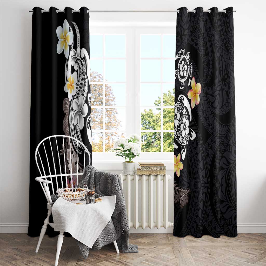 Hawaiian Tropical Plumeria Turtles Window Curtain Polynesian Art Tattoo