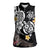 Hawaiian Tropical Plumeria Turtles Women Sleeveless Polo Shirt Polynesian Art Tattoo