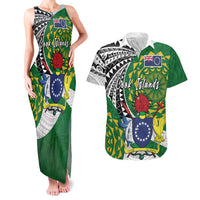Cook Islands Independence Day Couples Matching Tank Maxi Dress and Hawaiian Shirt National Flag and Emblem with Tatau Tattoo LT03 No Dress - Polynesian Pride