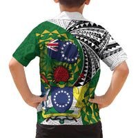Cook Islands Independence Day Family Matching Long Sleeve Bodycon Dress and Hawaiian Shirt National Flag and Emblem with Tatau Tattoo LT03 - Polynesian Pride